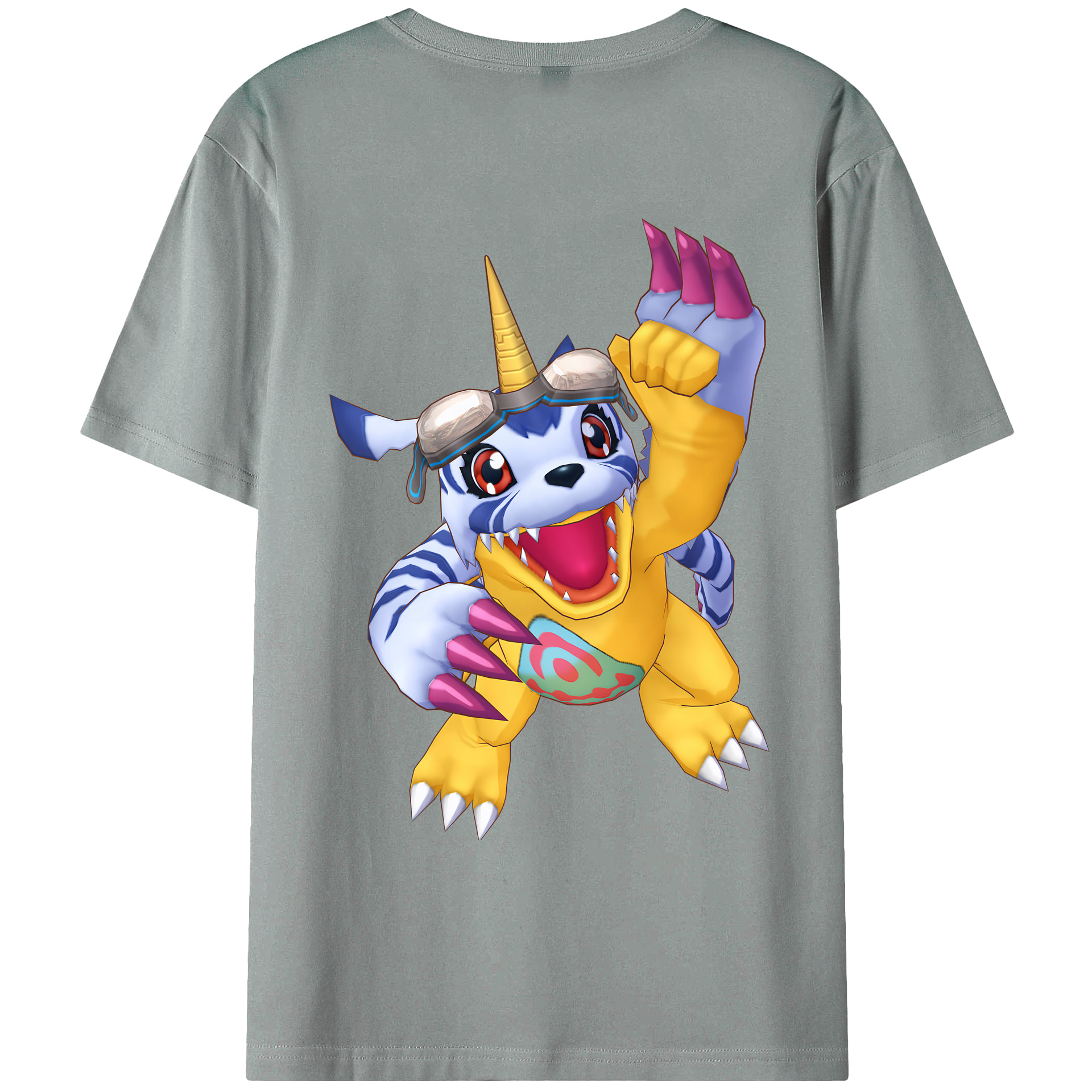 （画像用） Digimon デジタルモンスター/デジモン 綿100％ メンズ半袖Tシャツ（バックプリント） 通気性